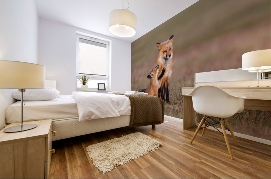 Red Fox with Kit Mural print