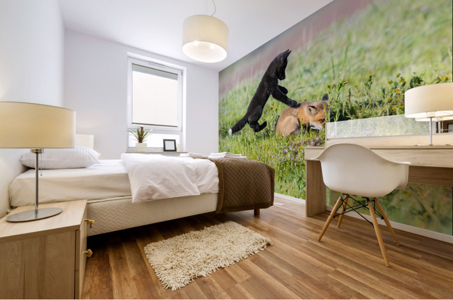 Red Fox Kits Mural print