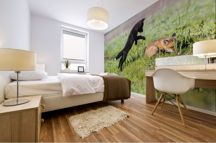 Red Fox Kits Mural print